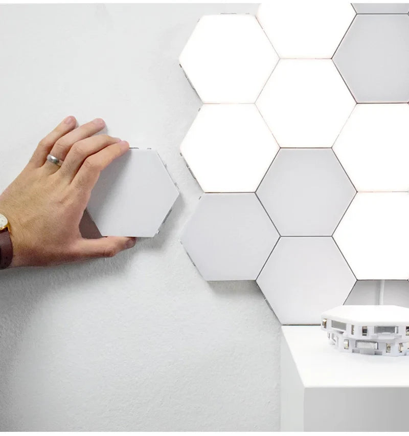 Lampa LED w kształcie hexagonu, z dotykowym włącznikiem, DIY, do pokoju dziennego i gamingowego