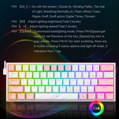 Klawiatura mechaniczna RGB 2025 K617, 61 klawiszy, USB, z odłączanym kablem