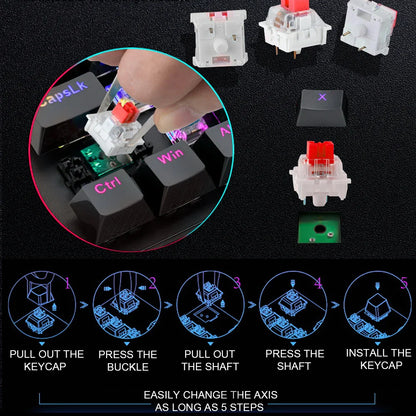 Klawiatura mechaniczna RGB 2025 K617, 61 klawiszy, USB, z odłączanym kablem