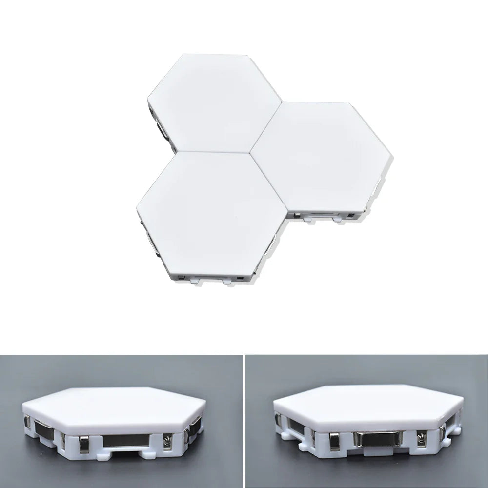 Lampa LED w kształcie hexagonu, z dotykowym włącznikiem, DIY, do pokoju dziennego i gamingowego