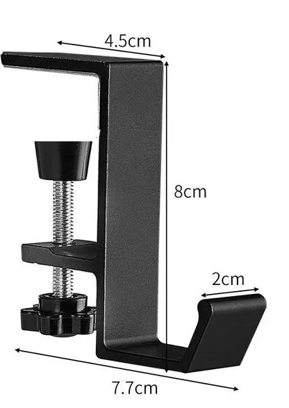 Haczyk na słuchawki, uniwersalny, aluminiowy, regulowany, pod biurko