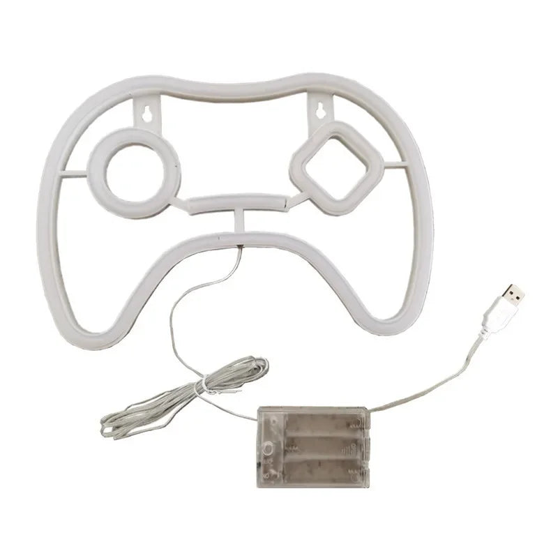 Neonowa lampa LED w kształcie ikony gry, zasilana przez USB, dekoracja na ścianę do pokoju dziecięcego, baru, KTV