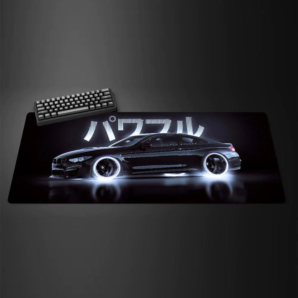 Podkładka pod mysz XXL, czarne auta, antypoślizgowa, do biurka
