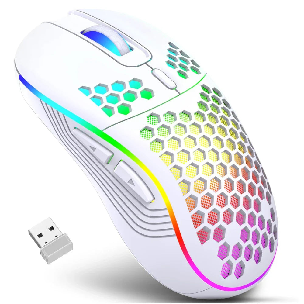 Bezprzewodowa mysz gamingowa 2.4G RGB, ergonomiczna, z regulacją DPI