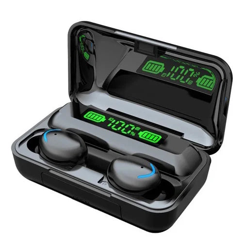 Bezprzewodowe słuchawki Bluetooth F9, wodoodporne, z wyświetlaczem LED, z etui ładującym, do iPhone/Android