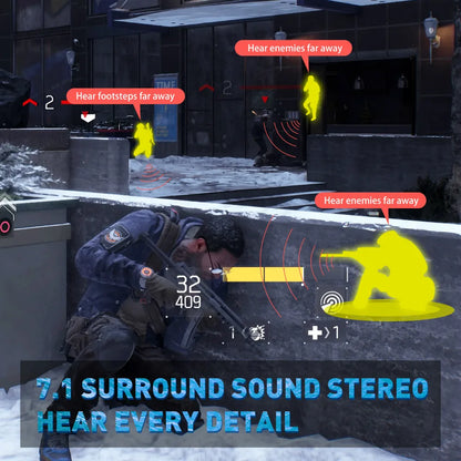 Słuchawki gamingowe USB, 7.1 dźwięk, przewodowe, z mikrofonem i RGB, do PC/PS4/PS5