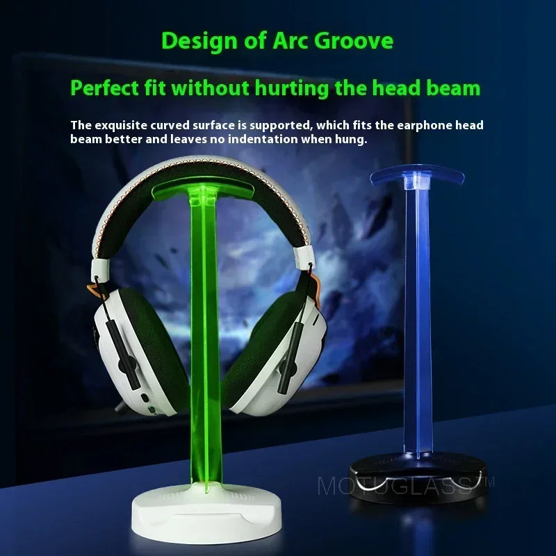 Stojak na słuchawki LED, wielofunkcyjny, z odłączaną podstawą, kolorowe podświetlenie, do biura i gier