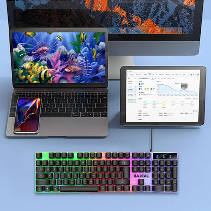 Klawiatura USB przewodowa, 98 klawiszy, RGB, do gier, do komputera/laptopa
