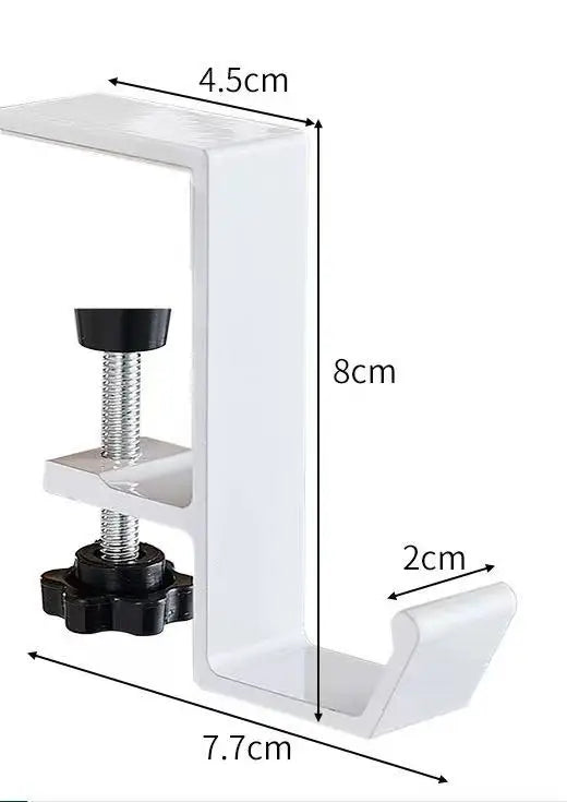 Haczyk na słuchawki, uniwersalny, aluminiowy, regulowany, pod biurko
