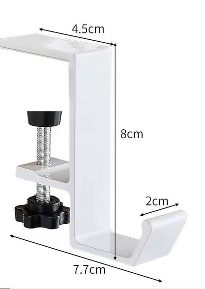 Haczyk na słuchawki, uniwersalny, aluminiowy, regulowany, pod biurko