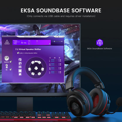 Słuchawki gamingowe EKSA E900Pro, 7.1 dźwięk, USB, z mikrofonem, do PC/PS4/PS5/Xbox