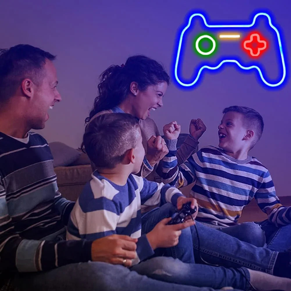 Neonowa tablica "Gamer", w kształcie kontrolera, do pokoju nastolatka, dekoracja LED