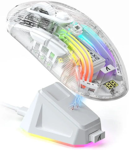 Mysz gamingowa ATTACK SHARK X2 Pro, trójtrybowa, przezroczysta obudowa, RGB, 4000 DPI