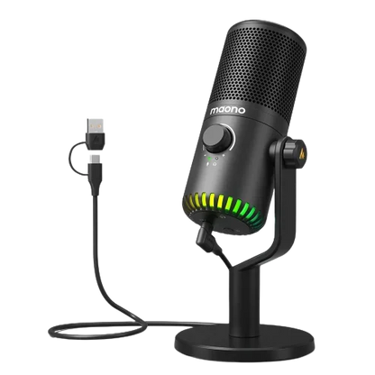 Mikrofon RGB 3w1, z programowalnym pokrętłem, USB Type C, dla graczy