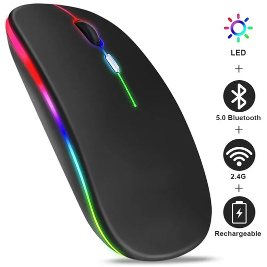 Bezprzewodowa mysz gamingowa, RGB, ergonomiczna, ładowalna, cicha, do laptopa/PC