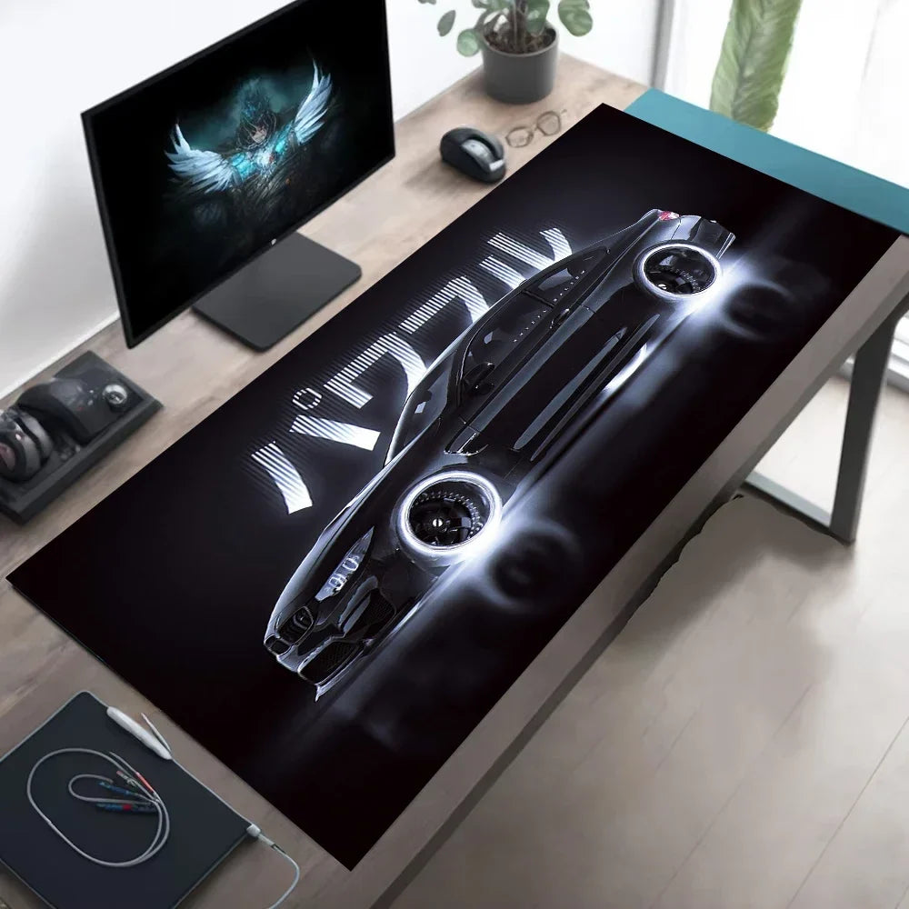 Podkładka pod mysz XXL, czarne auta, antypoślizgowa, do biurka