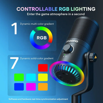 Mikrofon RGB 3w1, z programowalnym pokrętłem, USB Type C, dla graczy