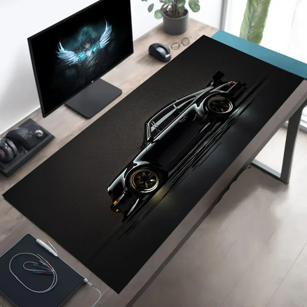 Podkładka pod mysz XXL, czarne auta, antypoślizgowa, do biurka